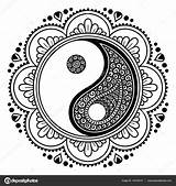 Mandala Yin Mandalas Henna Mehndi Stockillustratie Decoratieve Symbool Patroon Oosterse Decoratief St3 Circular Símbolo sketch template