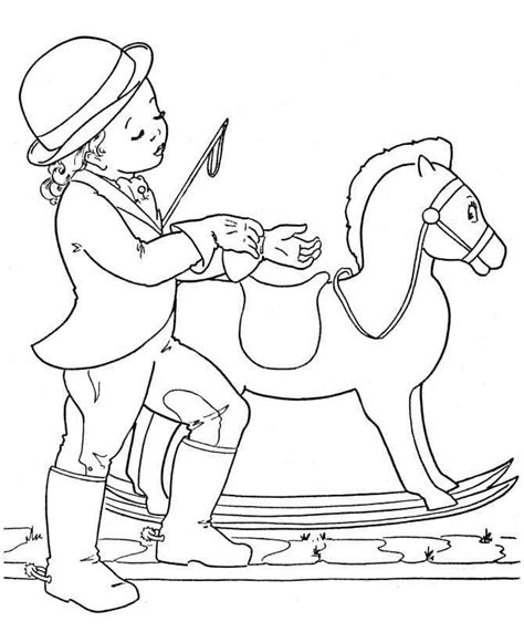 christmas toy rocking horse coloring page  printable coloring
