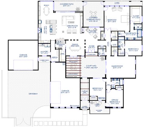 contemporary courtyard house plan custom modern house plans