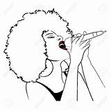 Singer Afro Female Drawing Singing Jazz Girl American Outline Drawings Getdrawings Coloring Stock 123rf sketch template