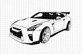 Gtr Nissan R35 Nismo Dxf Eps Svg Pdf Illustration Vector sketch template
