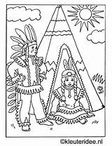 Kleurplaten Kleurplaat Indiaan Indianen Kleuteridee Tipi Kramer Jaap Cowboys Kopf Malvorlage Indianer sketch template