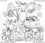 Coloring Illustration Goats Outline Mother Child Rf Royalty Clipart Bannykh Alex sketch template
