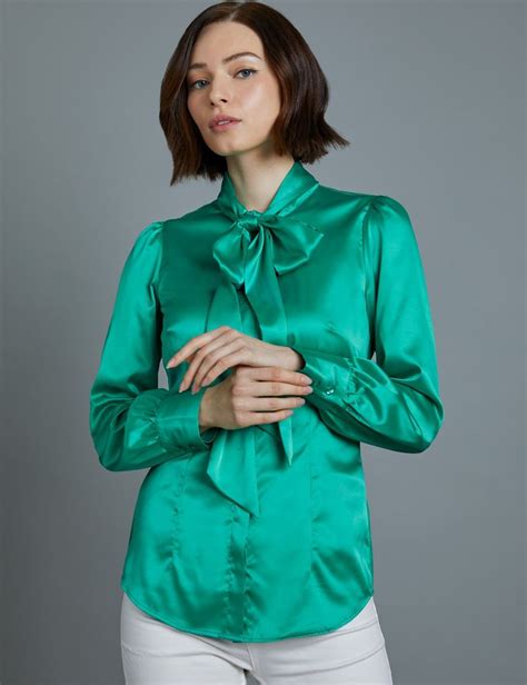 tie neck silk satin blouse dress shirts for women blouses for women