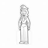 Police Color Officer Female Stand Quantity sketch template