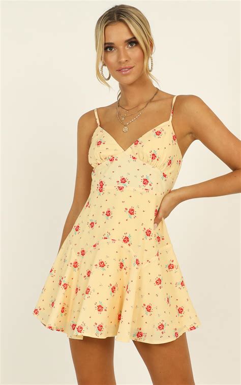 Hot Girl Summer Dress In Yellow Floral Showpo Usa