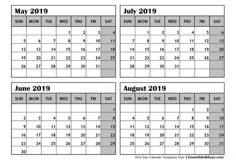 printable calendar  months  page calendar template  calendar
