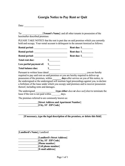 notice pay rent quit form fill   sign printable  template