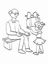 Coloring Grandfather Pages Grandparents Granddaughter Popular Coloringtop sketch template