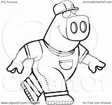 Pig Walking Cartoon Builder Clipart Outlined Coloring Vector Cory Thoman Royalty sketch template