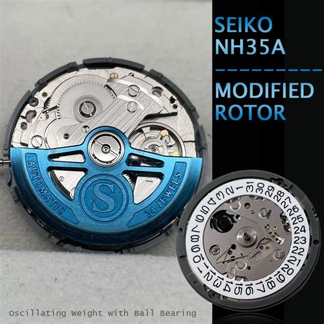 modified nha automatic mechanical movement  blue metal oscillating weight seiko rotor