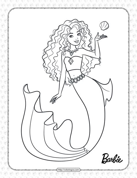 beautiful barbie mermaid coloring page  year coloring pages barbie