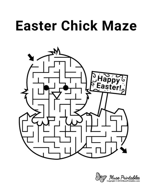 printable easter chick maze