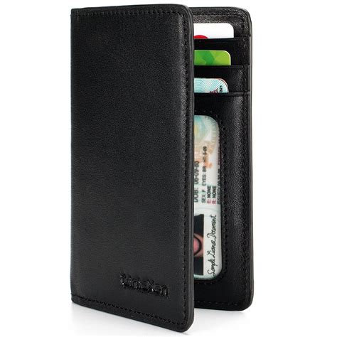 slim leather id credit card holder bifold front pocket wallet  rfid