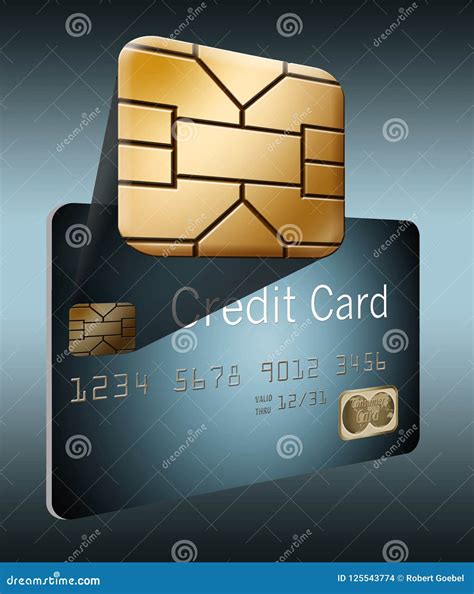 security evm chip  shown   exploded view   credit card stock illustration