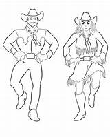 Coloring Pages Country Dance Square Dancing Dancers Cowgirl Printables sketch template