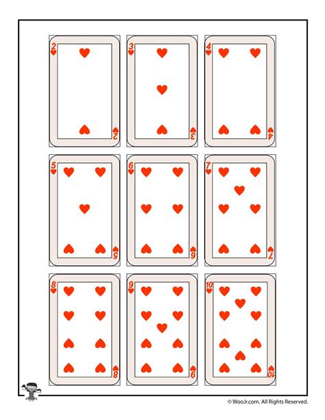 printable playing cards hearts woo jr kids activities children