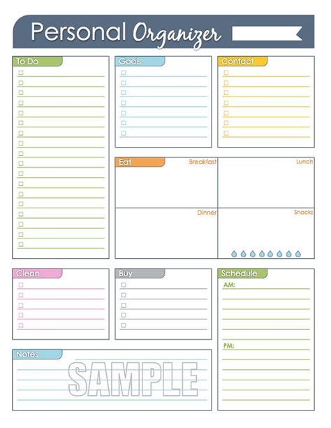 personal organizer curves design fillable daily planner etsy