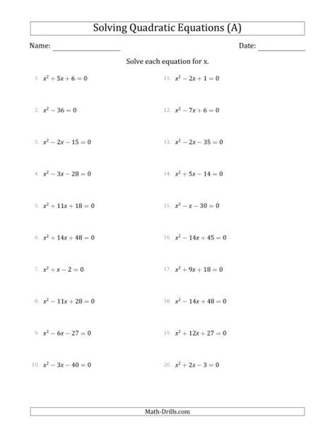 solving quadratic equations     coefficients   equations