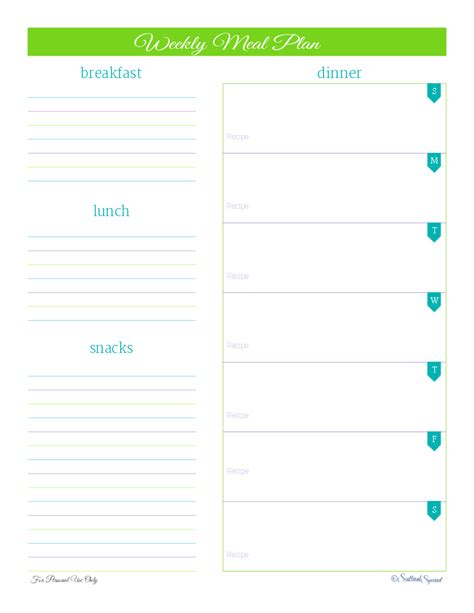 menu planner printables    family table