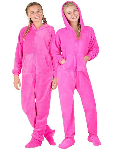 footed pajamas footed pajamas perfect pink kids hoodie chenille onesie walmartcom