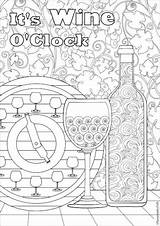 Wine Coloring Adult Printable Pages Adults Sheets Clock Book Mandala Visit Books Food sketch template