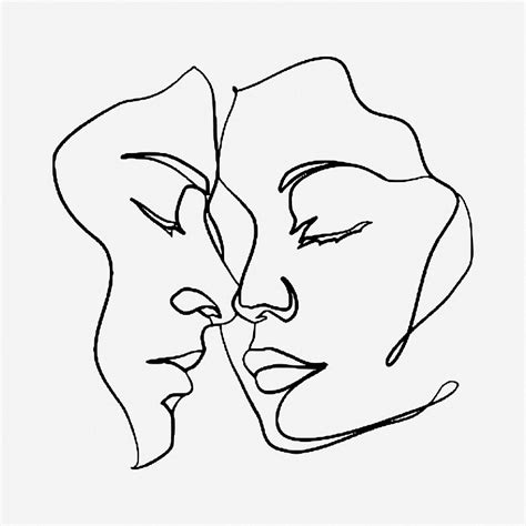 monoline couple hand drawn illustration  photo rawpixel