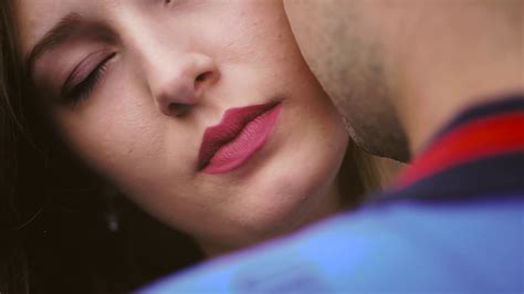 Red Lips Beautiful Brunette Slow Motion Shots Stock Video Footage 00