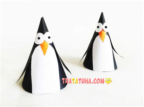 paper penguins cone crafts