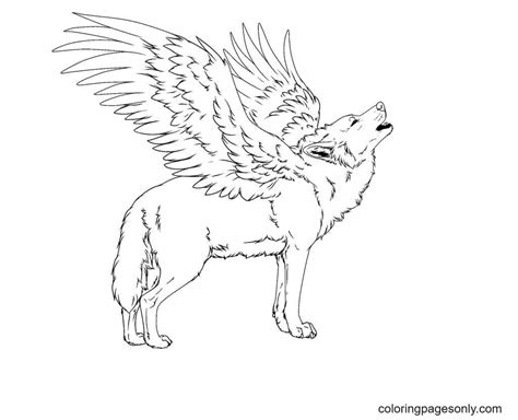 winged wolf printable coloring page  printable coloring pages