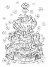 Coloring Pages Colouring Tea Food Mandala Kawaii Cake Party Adults Cakes Sheets Books Kids Doodles Time Elegant Color Christmas Choose sketch template