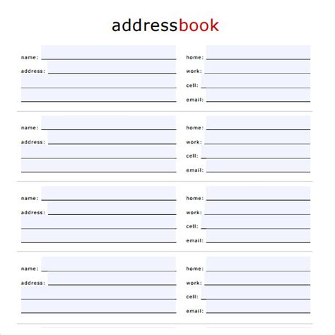 sample address book   ms word psd