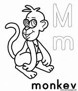 Monkey Coloring Alphabet Pages Printable Color sketch template