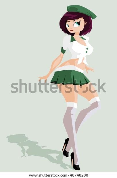 Vector Illustration Standing Beautiful Sexy Scout Stock Vector Royalty
