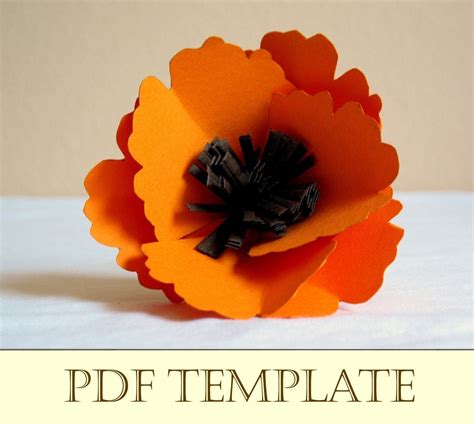 poppy paper flower printable  instructions  template