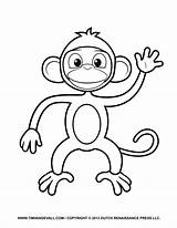 Monkey Coloring Pages Cartoon Color Printable Monkeys Clipart Cute Kids Clip Print Jumping Kid Preschoolers Swinging Bed Enjoy Animals Template sketch template