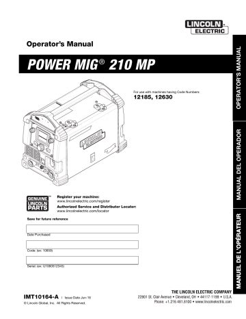 lincoln electric power mig  mp operating instructions manualzz