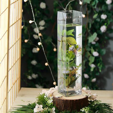 Efavormart 6pcs Set 18 Tall Square Glass Flower Vase For Wedding Party