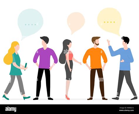 Vector Illustration With People Communicate With Each Other Business