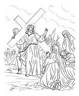 Jesus Karfreitag Ausmalbilder Begegnet Weinenden Supercoloring Estaciones Viacrucis Cruz Kreuzwegstationen Malvorlage Malvorlagen Jesús sketch template