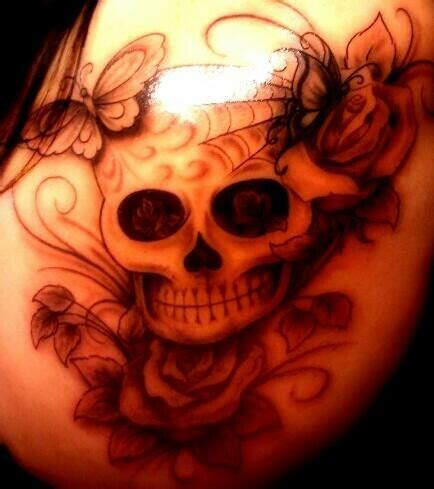 rose butterfly skull tattoo  life pinterest