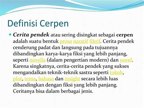 pengertian cerpen menurut bahasa indonesia  makalah
