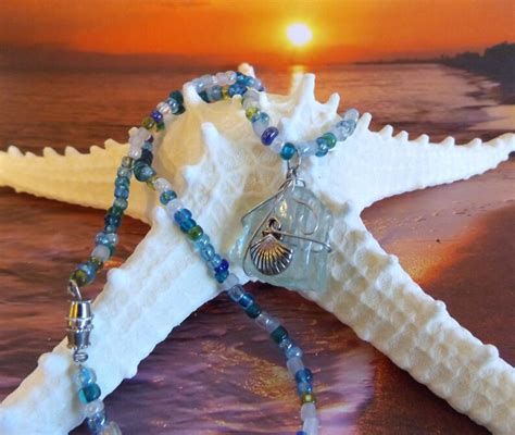 Sea Glass Beaded Necklace Mermaid Bohemian Beach Jewelry Etsy