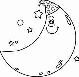 Moon Coloring Pages Preschoolers Getcolorings Crescent sketch template