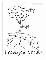 Virtues Theological Catholic sketch template