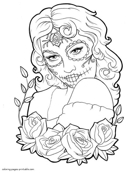 day  dead  girl coloring pages day   dead coloring pages