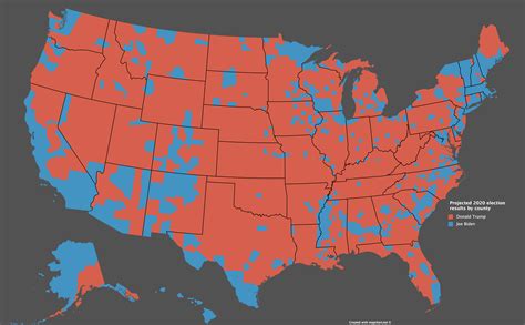 Projected 2020 Election Results By County Mapporn