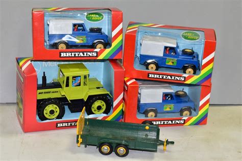 boxed britains farm land rover models   complete