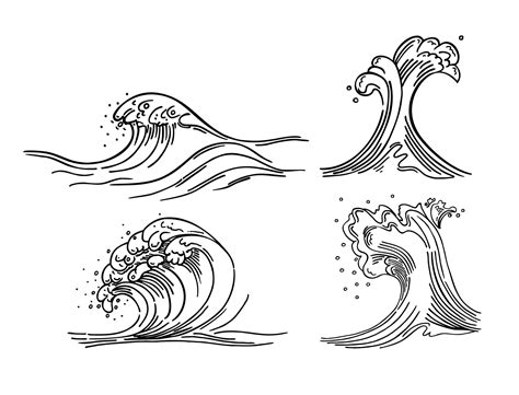 sea waves sketch style illustration sea waves sketch pattern ocean