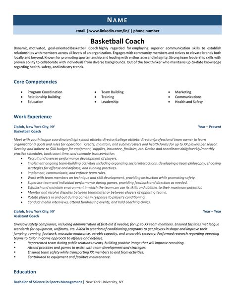 basketball coach resume  guideyour complete guide